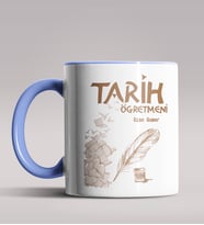 Kişiye Özel Tarih Öğretmeni Tasarımlı Siyah Renk Kupa Bardak 3 (Mavi)