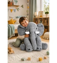 Uyku Arkadaşım 90 Cm Gri Fil Peluş Fil (Açık Gri)