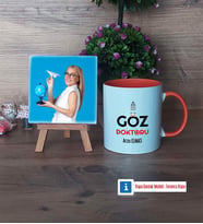 Göz Doktoru Fotoğraflı Dekoratif Taş, Kupa Bardak Beyaz Hediye (Model 13)