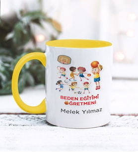 Beden Eğitimi Öğretmeni Tasarımlı Kişiye Özel Kupa Bardak (Sarı)