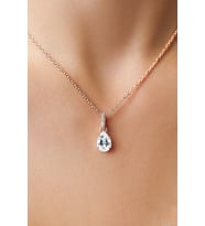 Mistik Topaz Taşlı 14 K Rose Altın Kaplama Kadın Kolye (Beyaz)