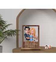 BK Gift Kişiye Özel Sevgililer Karikatürlü Ahşap Standlı Biblo, Sevgililer Günü Hediyesi, Doğum Günü Hediyesi, Yıl Dönümü Hediyesi (Model 10)