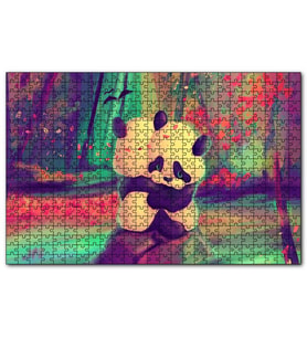 Cakapuzzle İki Pandanın Kucaklaşması Doğa Yağlı Boya Resmi  Puzzle Yapboz MDF (Ahşap) (255 Parça)