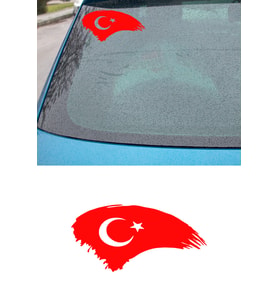 Türk Bayrağı Oto Kapı Cam Kaput Sticker - Oto Sticker - Araba Sticker - 20cm (Kırmızı)