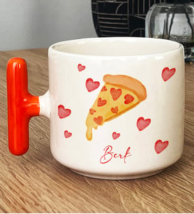 Kişiye Özel Pizza Lover Hediye T Kupa Bardak (Turuncu)