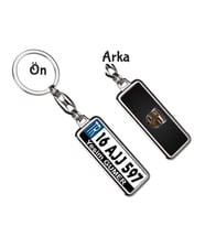 Kişiye Özel Porsche Fiber Logo Tema Plaka Anahtarlık (Gümüş)