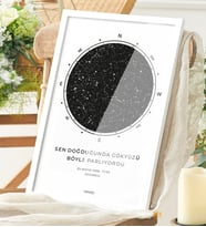 Kişiye Özel Gökyüzü Yıldız Haritası Tablo Çerçeveli Poster