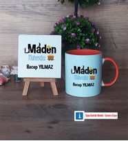 Maden Mühendisi Dekoratif Taş, Kupa Bardak Kırmızı Hediye (Model 12)