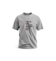 Kısa Kollu Filistin Nehirden Denize Özgür Filistin Unisex S - 2XL T300019 (Gri)