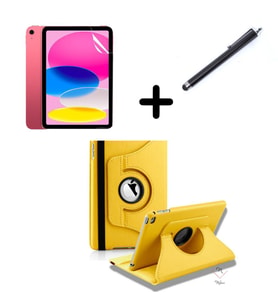 Apple iPad 2 iPad 3 iPad 4 Kılıf Dönen Tablet Kilifi Ekran Koruyucu+Kalem (Sarı)