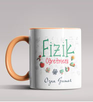 Kişiye Özel Fizik Öğretmeni Tasarımlı Siyah Renk Kupa Bardak 8 (Turuncu)