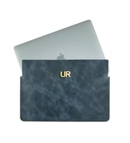 Twingold Kişiye Özel %100 Deri Rainbow 16" Macbook Kılıfı Antrasit (Lacivert)