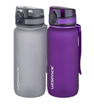 Uzspace 2'li Tritan Matara Seti 650 ml 14 Farklı Renk Seçeneği FiftyFifty (Gri-Mor)