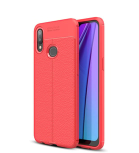 Microsonic Samsung Galaxy A10s Kılıf Deri Dokulu Silikon (Kırmızı)