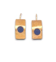 Kadir Jewellery 22 Ayar Altın Kaplama Kadın Minimal Küpe -El İşçiliği Ve Hipoalerjenik Küpe (Gece Mavisi)