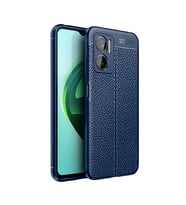 Vendas Xiaomi Redmi Note 11E Uyumlu Deri Desenli Niss Dikiş Tasarımlı Darbe Dirençli Silikon Kılıf (Lacivert)