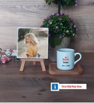 Anestezi Uzmanı Fotoğraflı Dekoratif Taş, Ahşap Altlıklı Türk Kahvesi Fincanı Hediye Anestezi Uzmanına Tıp Bayramı Hediyesi (Model 1)