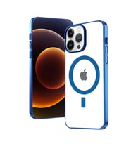 Ally iPhone 13 Pro 6.1inç Magsafe Uyumlu Renkli Kenar Silikon Kılıf (Mavi)