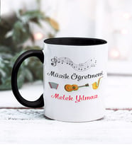 Müzik Öğretmeni Tasarımlı Kişiye Özel Kupa Bardak (Siyah)