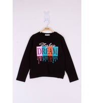 Toontoy Kız Çocuk Dream Baskılı Tişört (Lacivert)