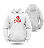 Sevgililer Günü Erkek Kadın Kalp Görselli Kapüşonlu Hoodie Sweatshirt 6018 (Beyaz)