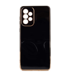 Samsung Galaxy A73 Kılıf Kenarları Gold Kamera Korumalı Renkli Pastel Silikon Açık Yeşil BARK (Siyah)