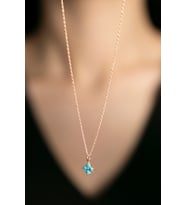 Elika Silver Kadın Mavi Yonca Model 925 Ayar Gümüş  Kolye (Rose)