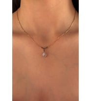 14 Ayar Altın Damla Taş Kolye (Rose)