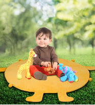 Bebek Oyun Halısı 80 cm Ponponlu ve Ayaklı (%100 Yerli) (Sarı)