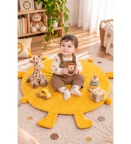 Bebek Oyun Halısı 80 cm Ponponlu ve Ayaklı (%100 Yerli) (Sarı)