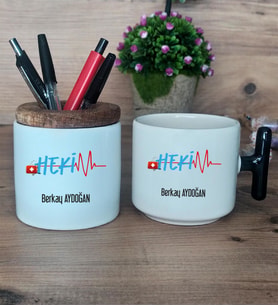 Hekim Hediye Sepeti Kupa Bardak T Kulplu, Kalemlik Hediyeleri Doktora Tıp Bayramı Hediyesi (Model 6)