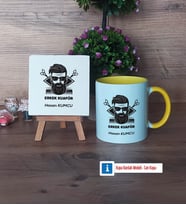 Erkek Kuaförü Dekoratif Taş, Kupa Bardak Kırmızı Hediye (Model 6)
