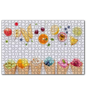 Cakapuzzle Kornetlerde Mevveli Dondurmalar Beyaz Zemin  Puzzle Yapboz MDF (Ahşap) (1000 Parça)