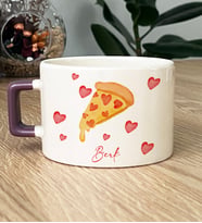 Kişiye Özel Pizza Lover Hediye Lüks Fincan (Mor)