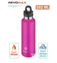 Revomax 592 ML Büyük Kapasiteli Özel Kapak Sistemli 18saat Sıcak/36 Saat Soğuk  Çelik Termos -592ML  (Pembe)