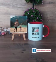 Anneler Günü Hediyesi Fotoğraflı Dekoratif Taş, Kupa Bardak Beyaz Hediye (Model 2)