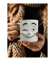 İfade Surat Temalı 3 Boyutlu Tasarım Seramik Kupa Mug - Hediyelik Kupa (02)