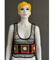 RENKLİ MOTİFLİ FİLE CROP BÜSTİYER (Turuncu)
