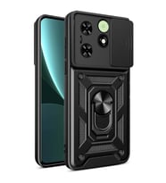 Tecno Spark 20C Kılıf Magnetik Standlı Kamera Korumalı Sürgülü Vega Kılıf (Siyah)