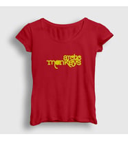 Presmono Kadın Haki Five Arctic Monkeys T-Shirt 13504tt (Kırmızı)