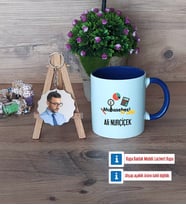 Muhasebeci Kupa Bardak Beyaz ve Fotoğraflı Ahşap Anahtarlık Hediye (Model 3)