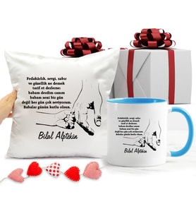 Fedakar Baba Kupa Bardağı ve Yastığı Hediye Seti (Model 2)