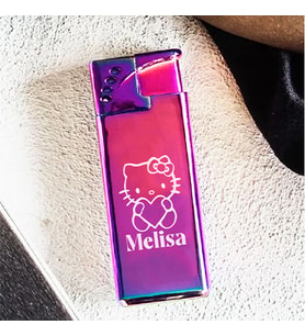 Kişiye Özel İsimli ve Kutulu Gazlı Rüzgara Dayanıklı Pembe Police Çakmak Hello Kitty Baskılı (Model 4)