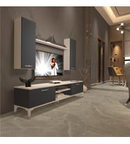Decoraktiv Eko 7 Mdf Dvd Silver Tv Ünitesi Tv Sehpası (Beyaz - Antrasit)