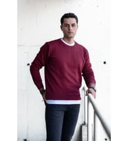 SLİMFİT SIFIR YAKA BASİC 3 İPLİK ERKEK SWEATSHİRT (Bordo)