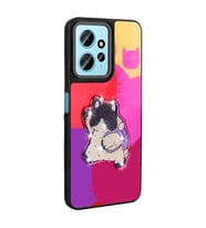 Xiaomi Redmi Note 12 4G Kılıf Parlayan Kabartmalı İkonik Figürlü Amas Silikon Kılıf (Mor)