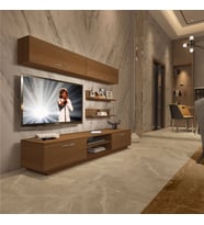 Decoraktiv Eko 5B Mdf Dvd Tv Ünitesi Tv Sehpası - Parlak Beyaz (Ceviz)