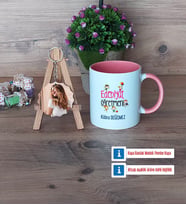 Edebiyat Öğretmeni Kupa Bardak Beyaz ve Fotoğraflı Ahşap Anahtarlık Hediye (Model 6)