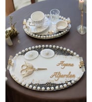Sincere Gold Söz Nişan Tepsisi (Beyaz)