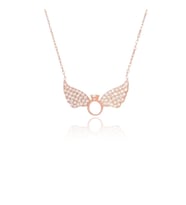 Yüzüklü Melek Kanadı Kolye (Rose - Gold)